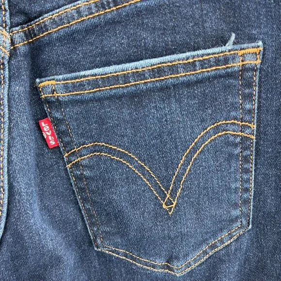 Levis Rib Cage Straight Ankle Jeans Womens 26 X 27 Button Fly Distressed Denim - Picture 3 of 13